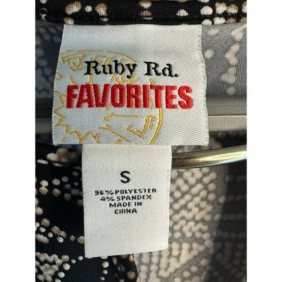 Ruby Rd. Fav. Ladies Ruffled Sleeve Black Dotted Abstract Pattern Dress SZ Small - Picture 6 of 7